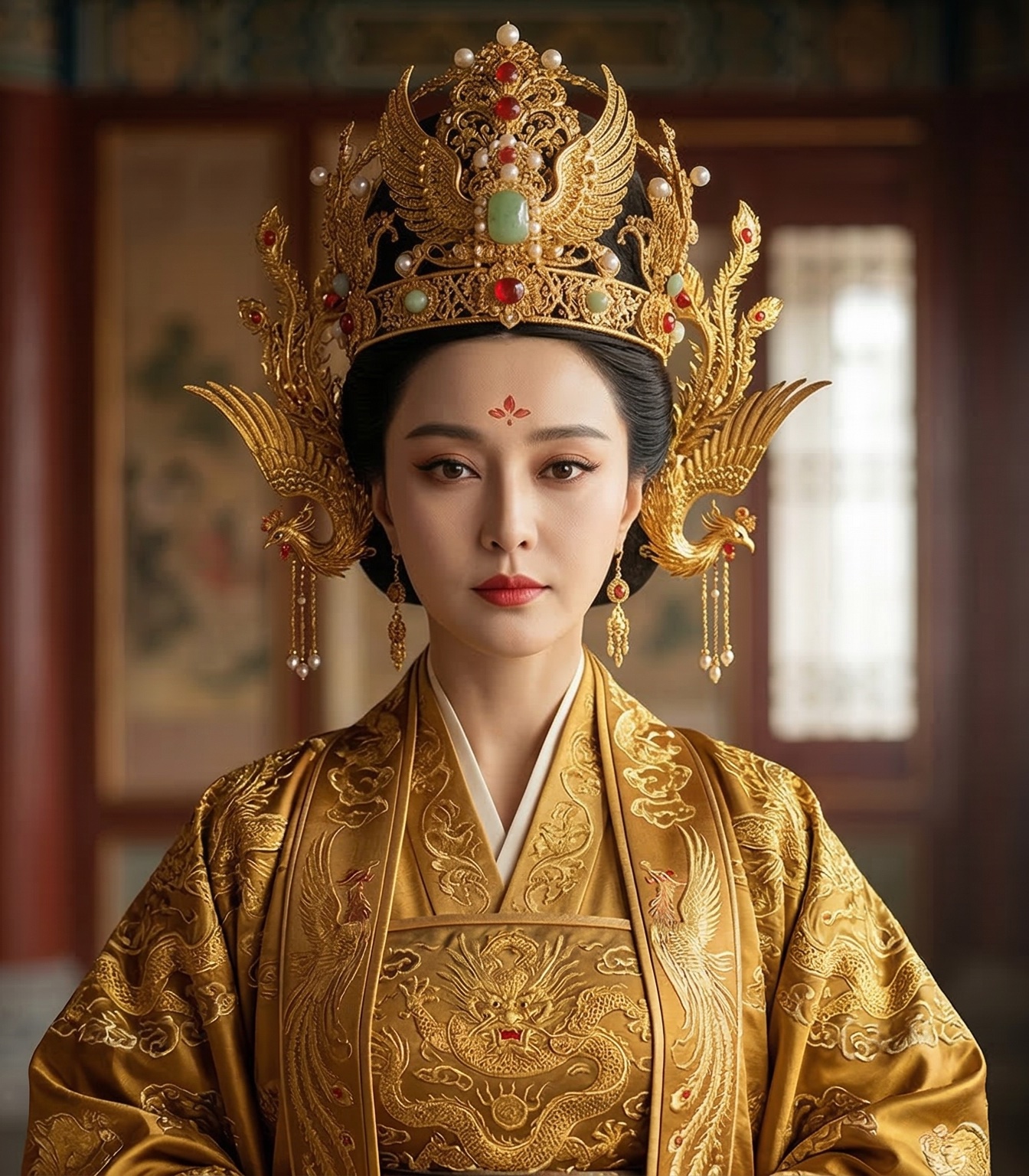 Hyper-real AI portrait of Wu Zetian as a historical digital human